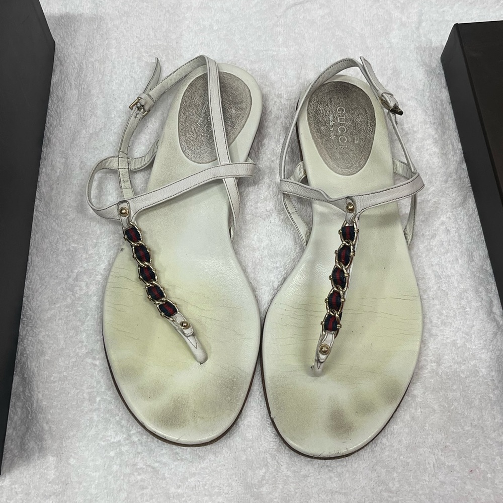 Woman’s White ankle strap Gucci sandals
